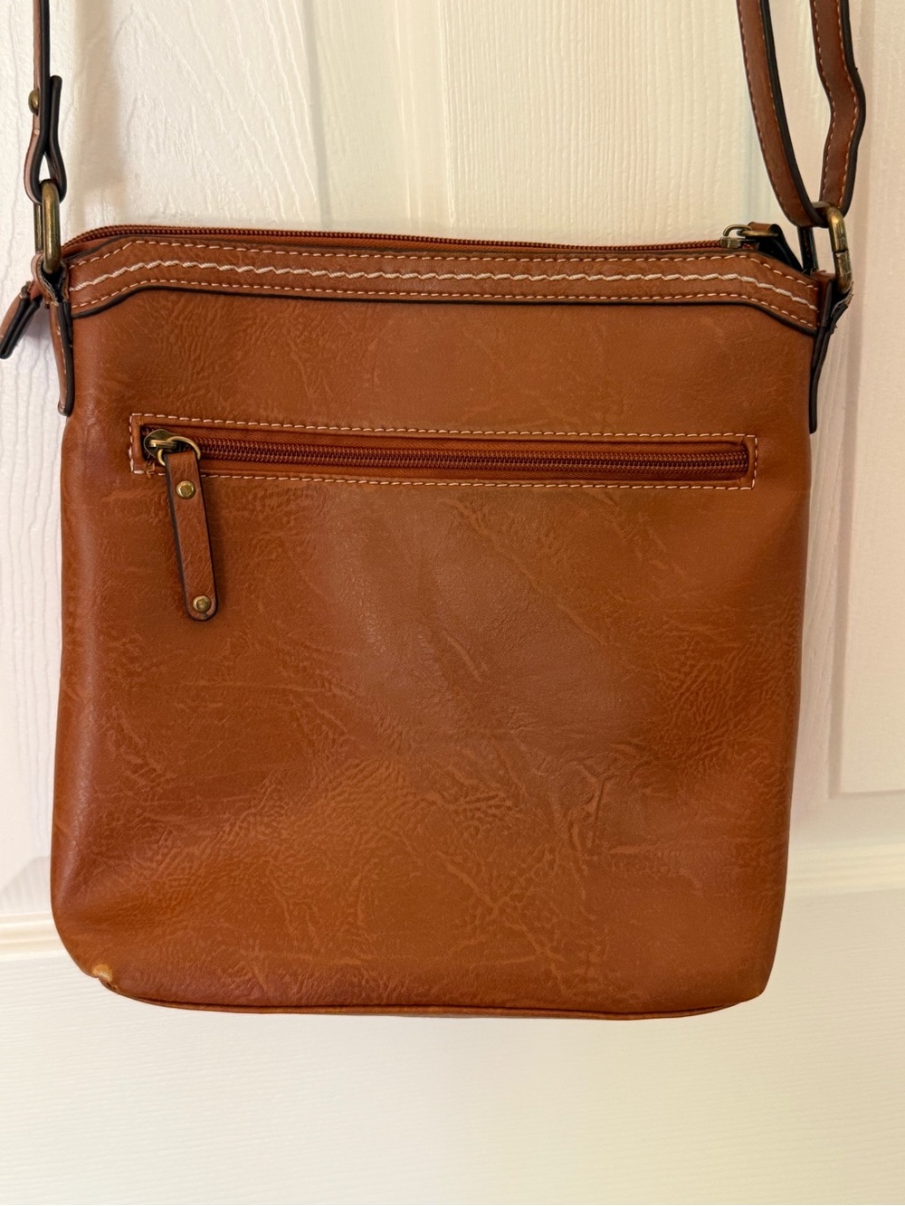 b.o.c. Men's Messenger Crossbody Bag in Cognac Brown - Picture 3 of 7